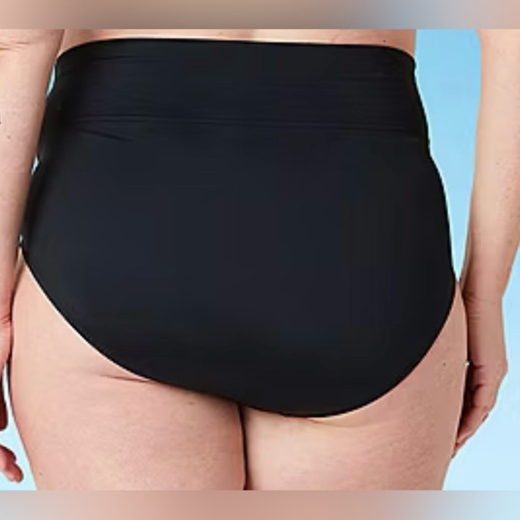 High-Waisted Black Swim Bikini Brief Bottom Only - Picture 2 of 3